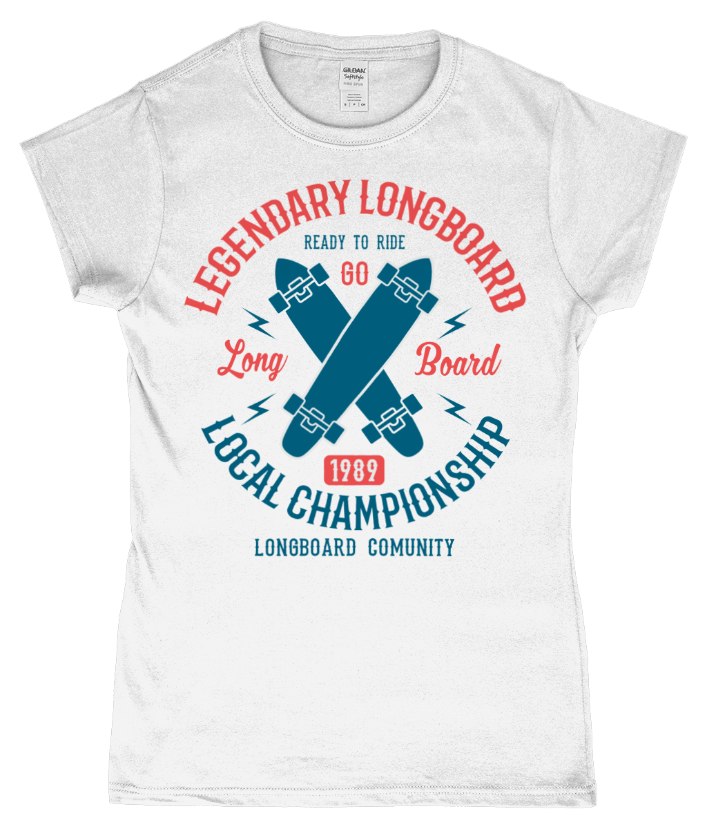 Legendary Longboard – Gildan SoftStyle® Ladies Fitted Ringspun T-Shirt - Vitesse T-Shirts UK