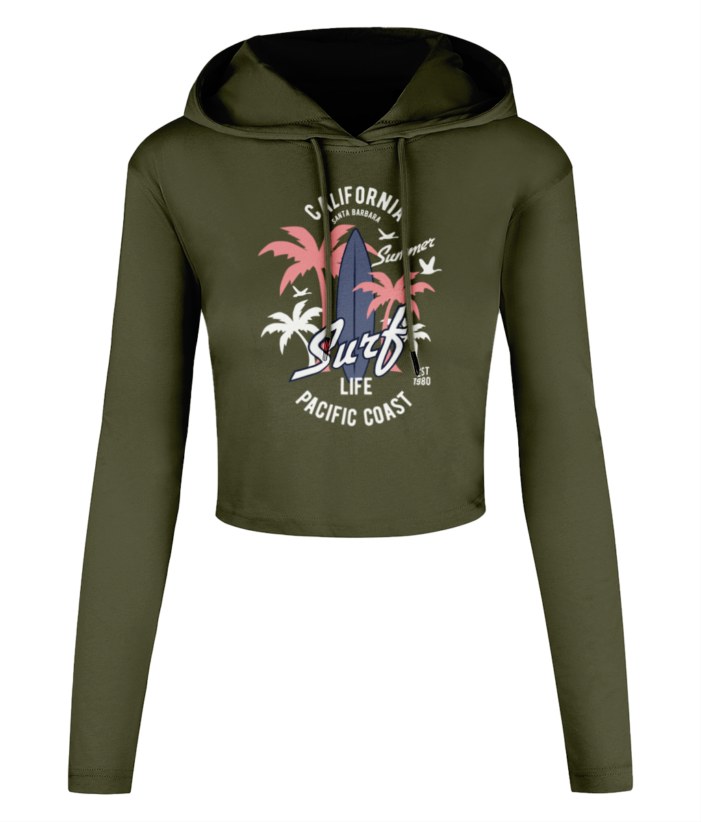 California Surf - Women's Cropped Hooded T-shirt