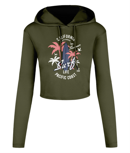 California Surf - Women's Cropped Hooded T-shirt