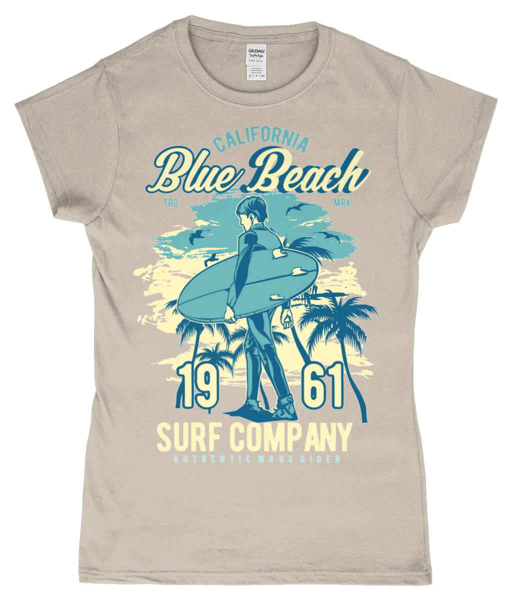 Blue Beach - Gildan SoftStyle® tailliertes ringgesponnenes T-Shirt für Damen