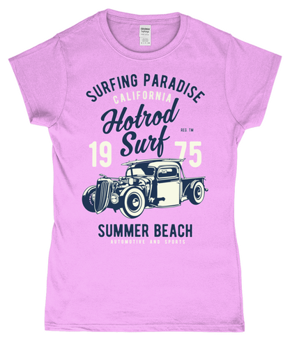 Hotrod Surf - T-shirt ajusté Gildan SoftStyle® pour femme en fil filé à l'anneau