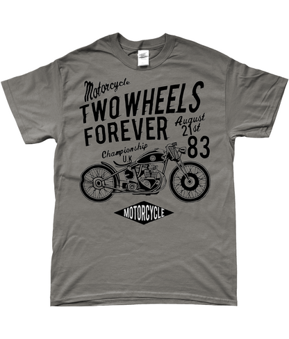 Two Wheels Forever Black - SoftStyle Ringspun T-Shirt