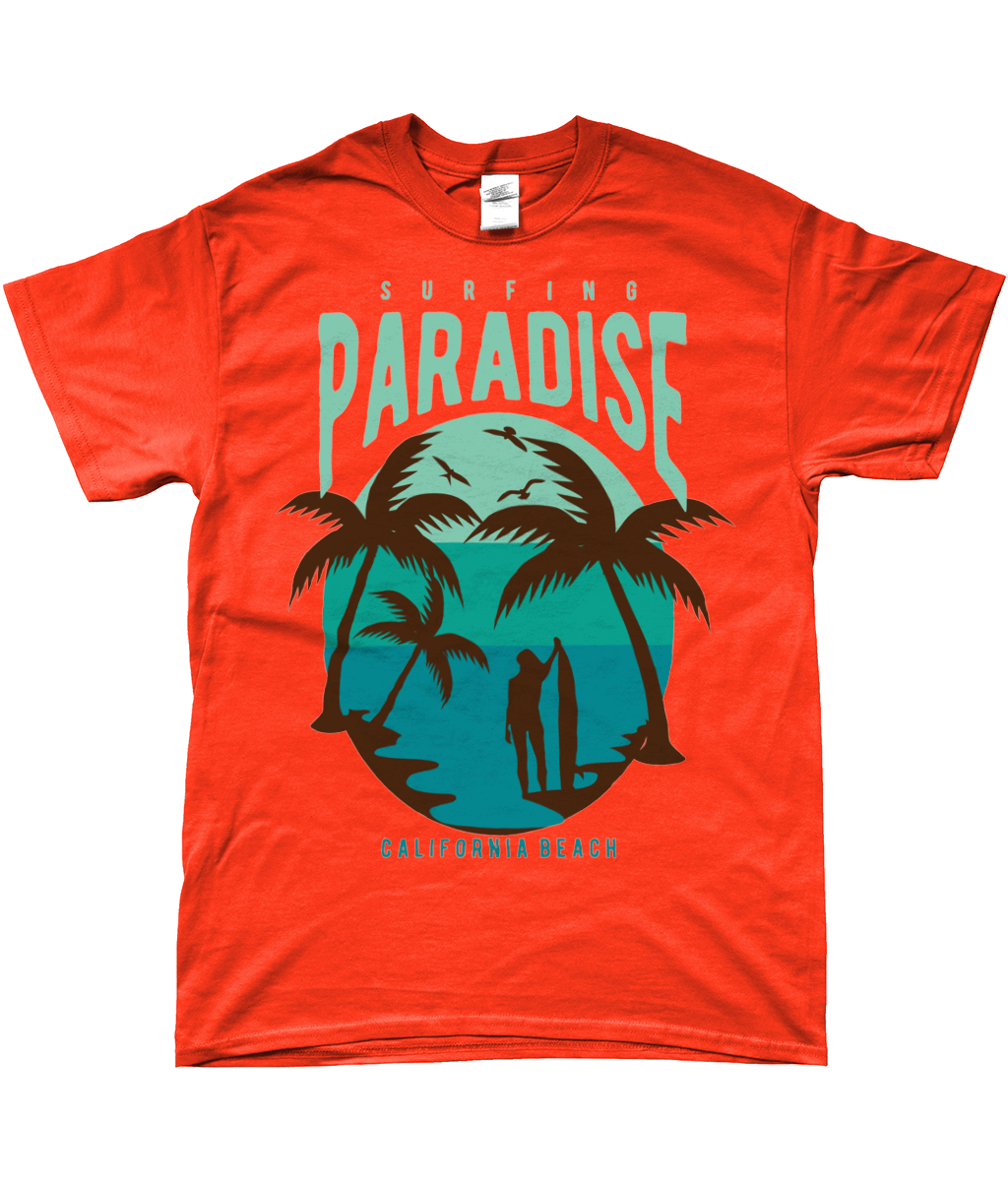 Paradis du surf sur la plage de Californie - T-shirt Gildan SoftStyle® Ringspun