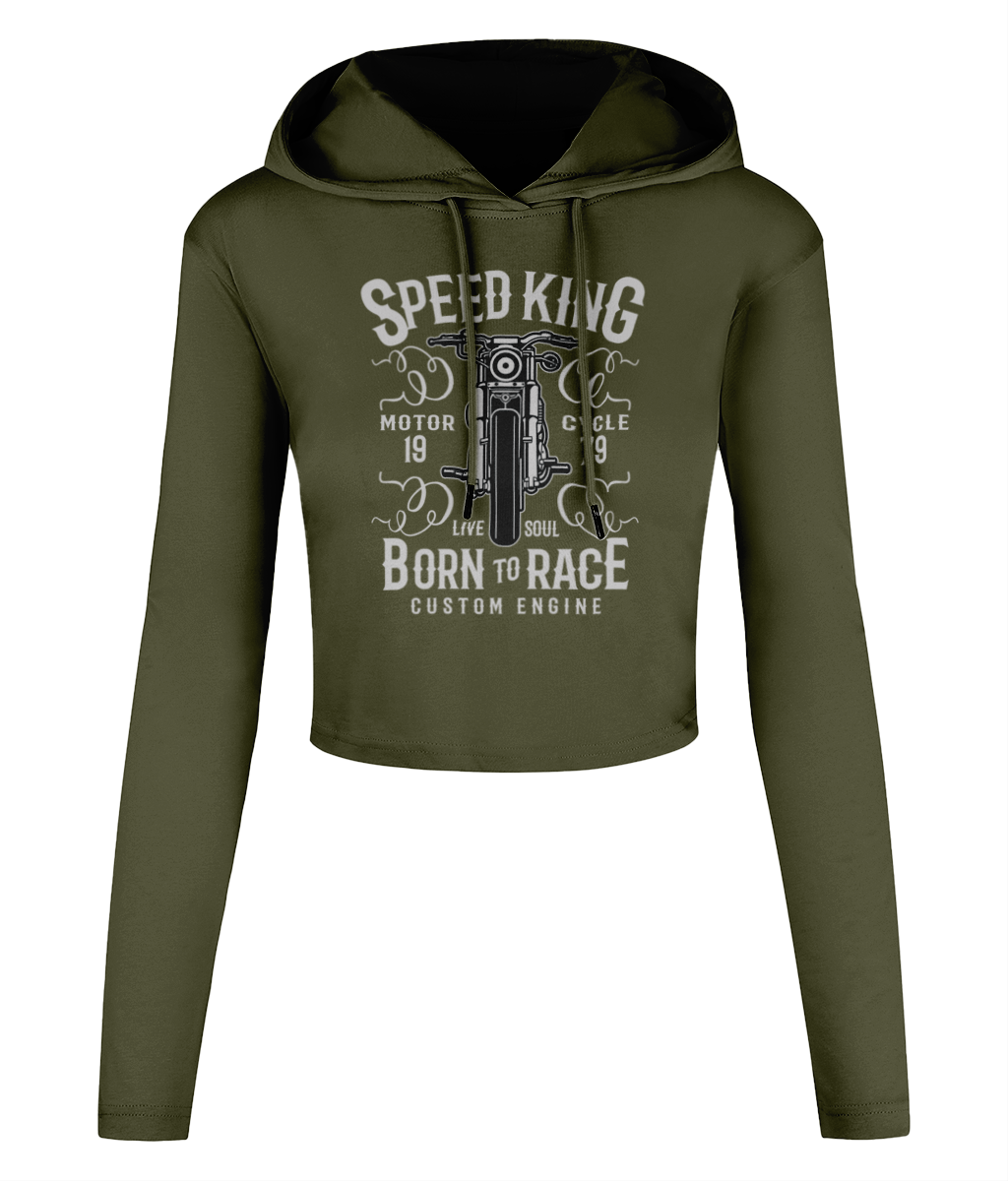 Speed King - Women's Cropped Hooded T-shirt