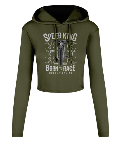 Speed King - Women's Cropped Hooded T-shirt - Vitesse T-Shirts UK