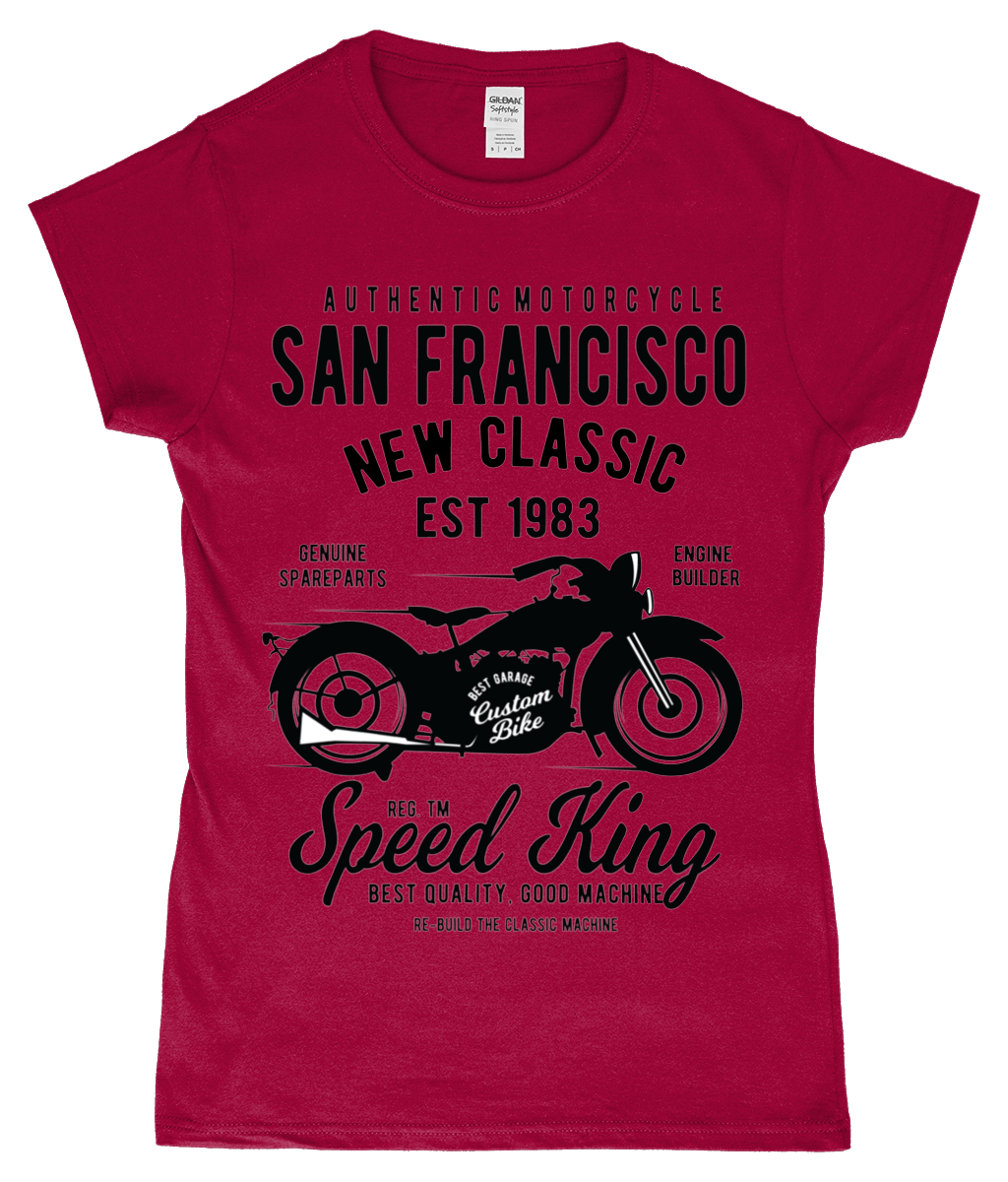 San Francisco Motorrad - Gildan SoftStyle® tailliertes ringgesponnenes T-Shirt für Damen