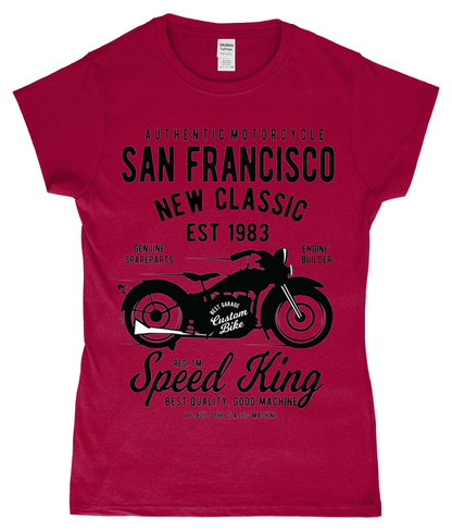 San Francisco Motorcycle - Gildan SoftStyle® Ladies Fitted Ringspun T-Shirt