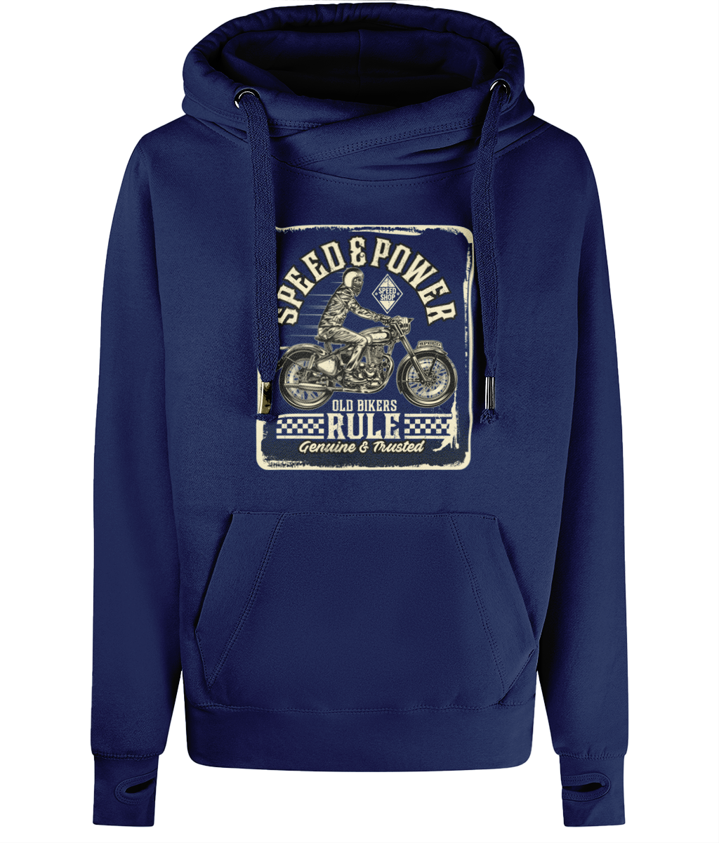 Old Bikers Rule - AWDis Cross Neck Hoodie