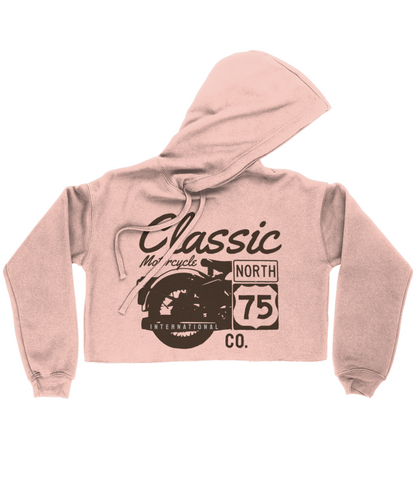 Classic Motorcycle 75 Black - Bella Ladies Cropped Hoodie