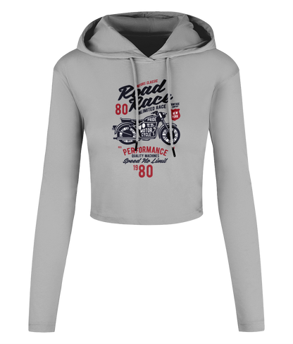 Road Race Motorcycle - Kurzes T-Shirt mit Kapuze für Damen