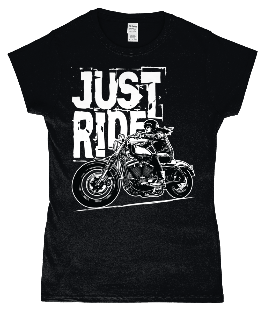 Biker Girl White – SoftStyle® Ladies Fitted Ringspun T-Shirt - Vitesse T-Shirts UK