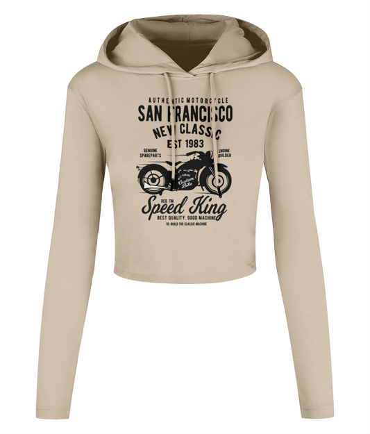 T-shirt court à capuche pour femme - Moto de San Francisco