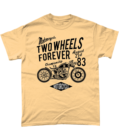 Two Wheels Forever Black – Gildan Heavy Cotton T-Shirt - Vitesse T-Shirts UK