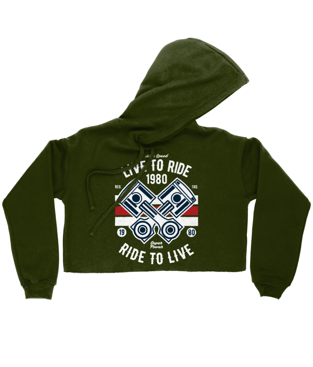 Live To Ride 1980 - Bella Ladies Cropped Hoodie