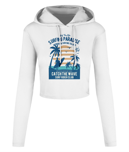 Surfing Paradise - Women's Cropped Hooded T-shirt