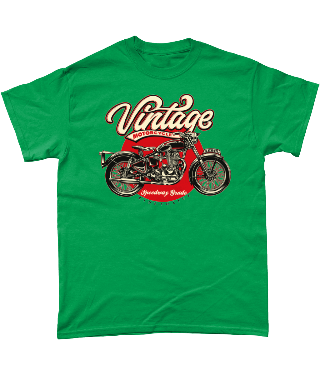 Vintage Motorcycle - Heavy Cotton T-Shirt