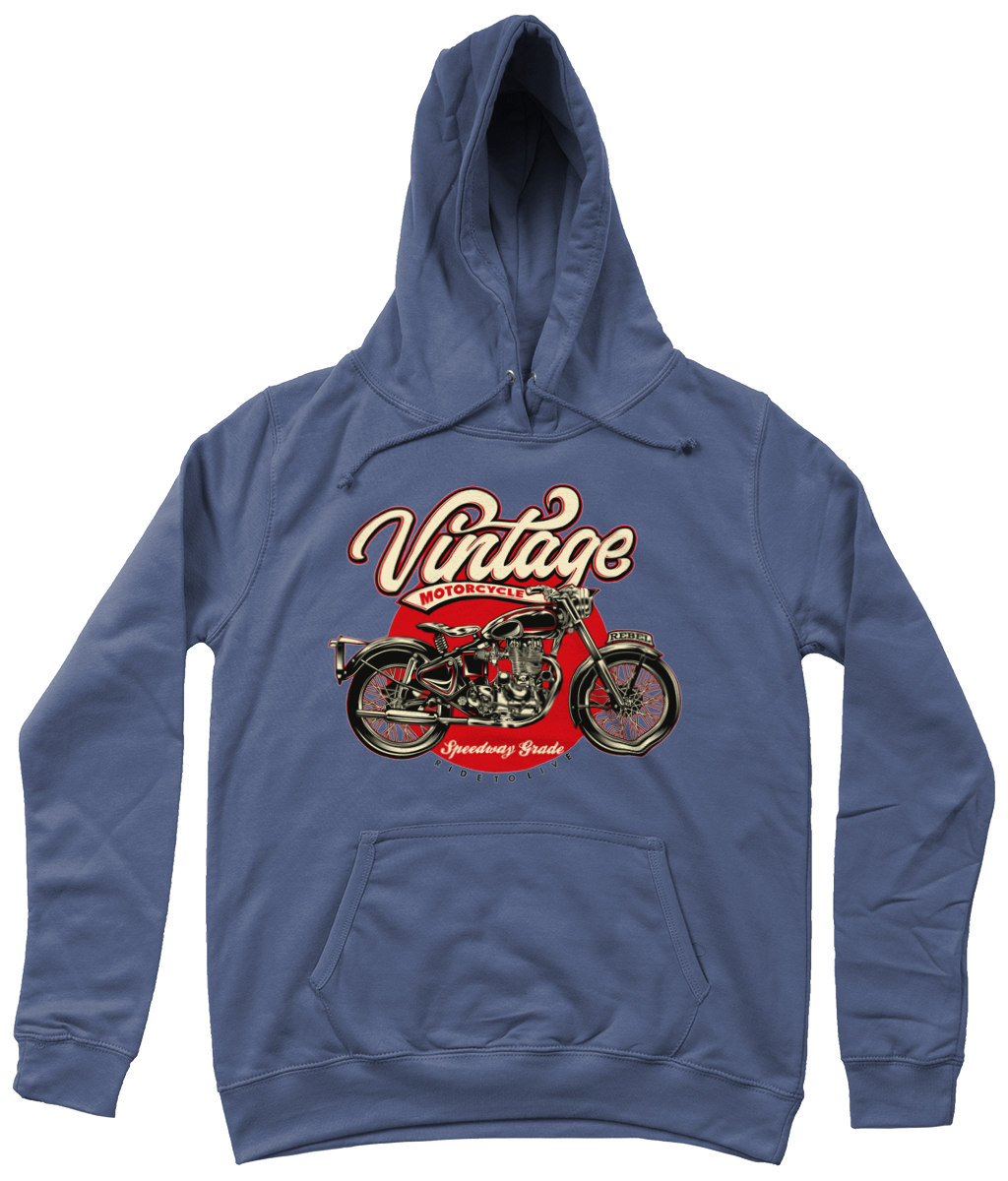 Vintage Motorcycle - AWDis Girlie College Hoodie - Vitesse T-Shirts UK