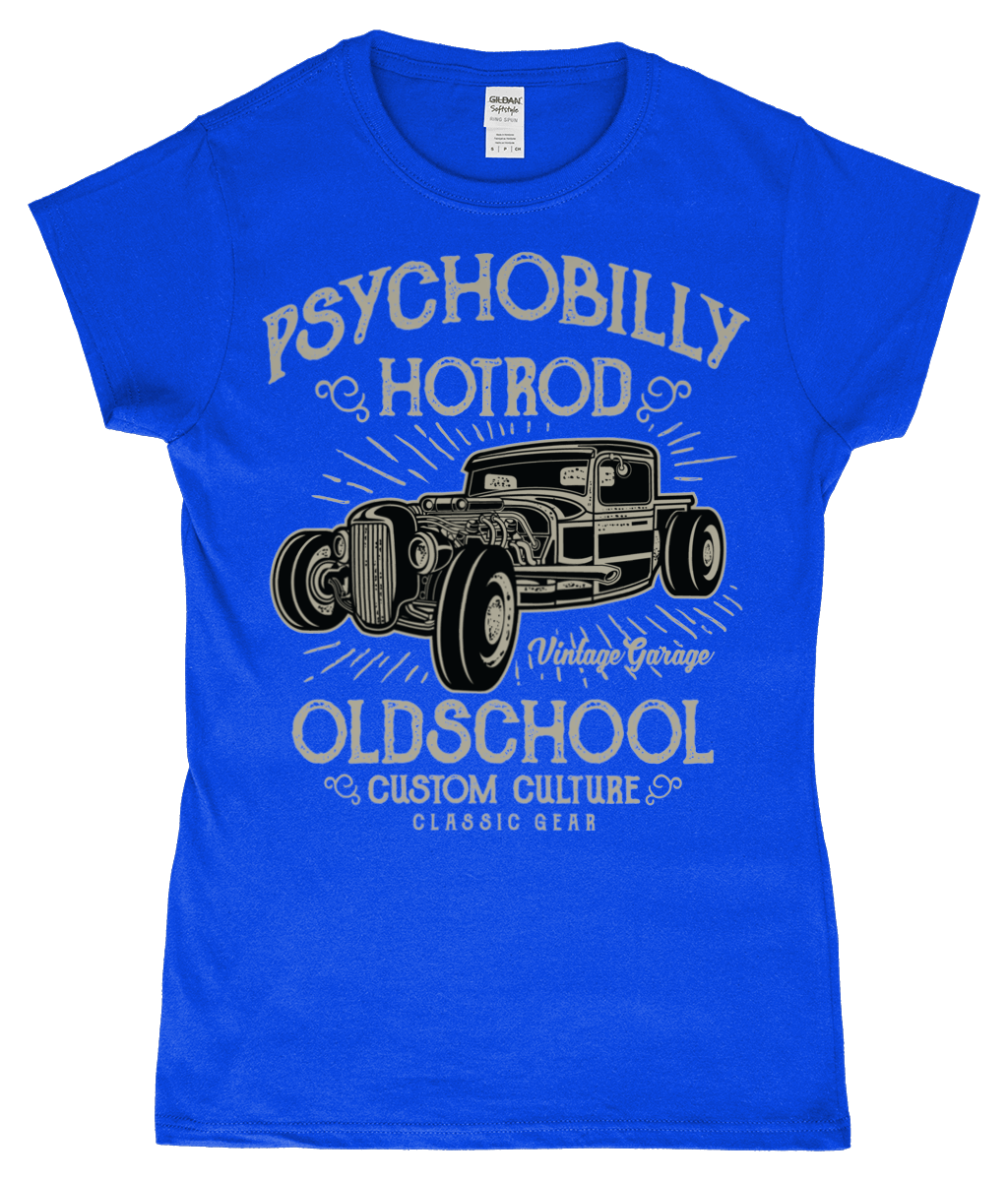 Psychobilly Hotrod – Gildan SoftStyle® Ladies Fitted Ringspun T-Shirt - Vitesse T-Shirts UK