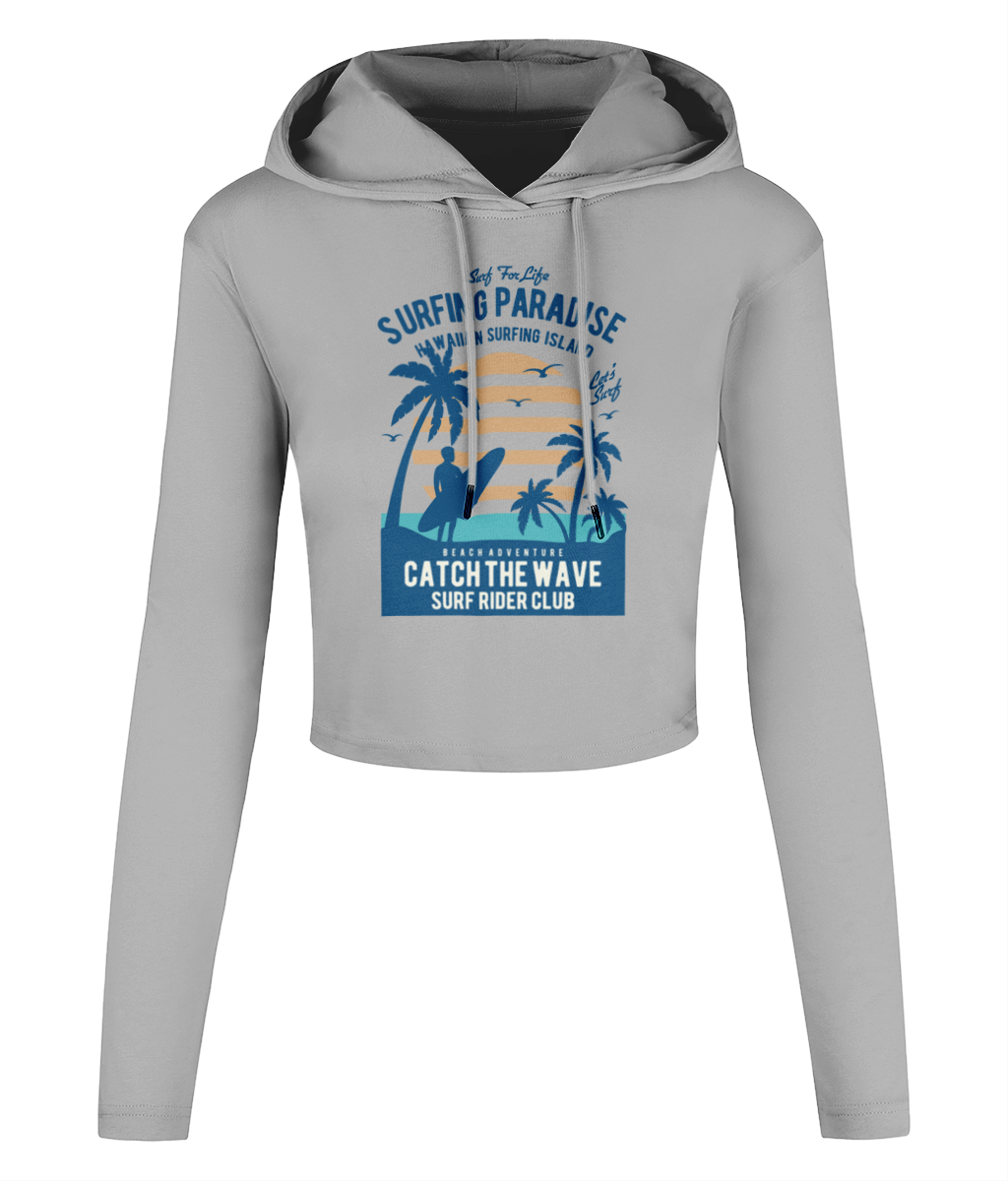 Surfing Paradise - Women's Cropped Hooded T-shirt