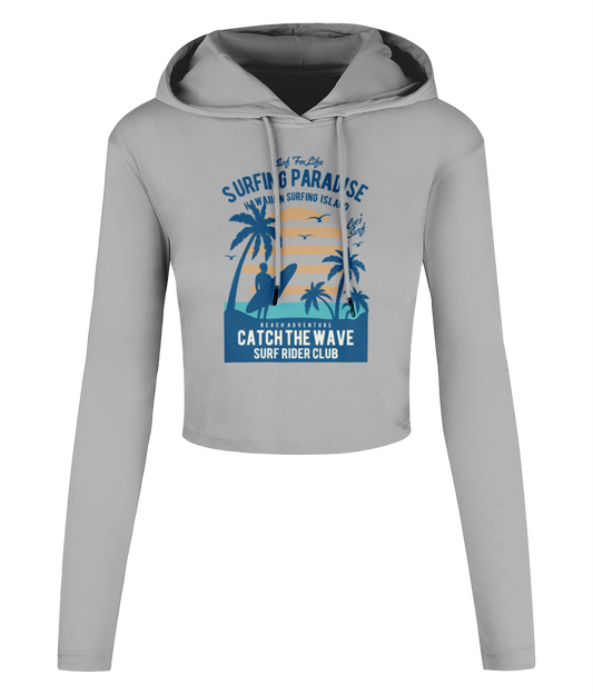 Surfing Paradise - Women's Cropped Hooded T-shirt