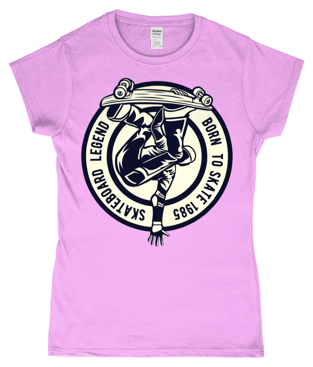 Skateboard Legend – Gildan SoftStyle® Ladies Fitted Ringspun T-Shirt - Vitesse T-Shirts UK