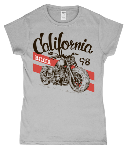 California Rider - Gildan SoftStyle® Ladies Fitted Ringspun T-Shirt - Vitesse T-Shirts UK