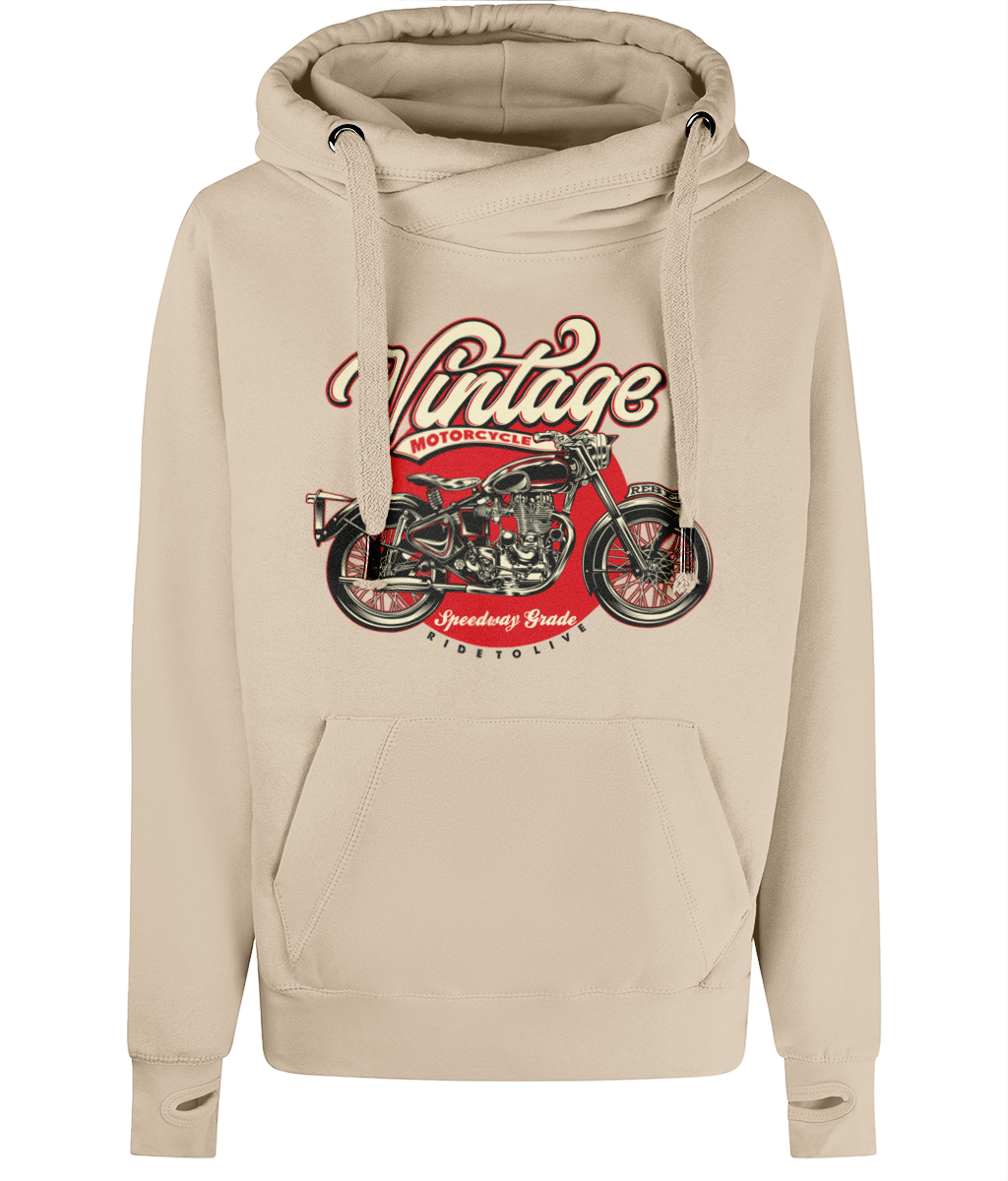 Vintage Motorrad - AWDis Cross Neck Hoodie