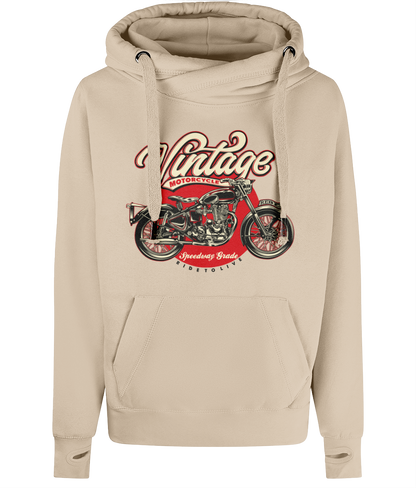 Vintage Motorcycle - AWDis Cross Neck Hoodie