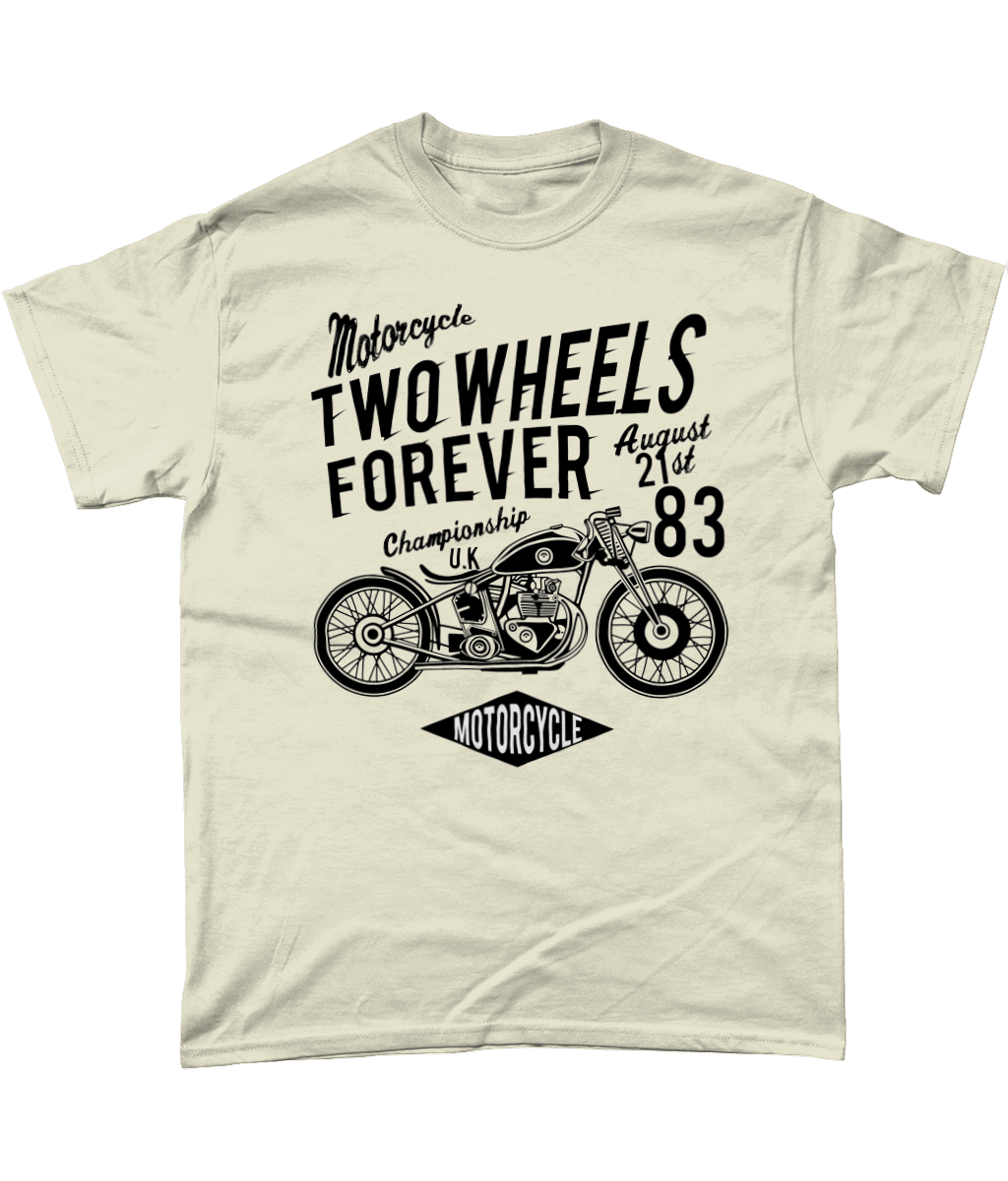 Two Wheels Forever Black – Gildan Heavy Cotton T-Shirt - Vitesse T-Shirts UK