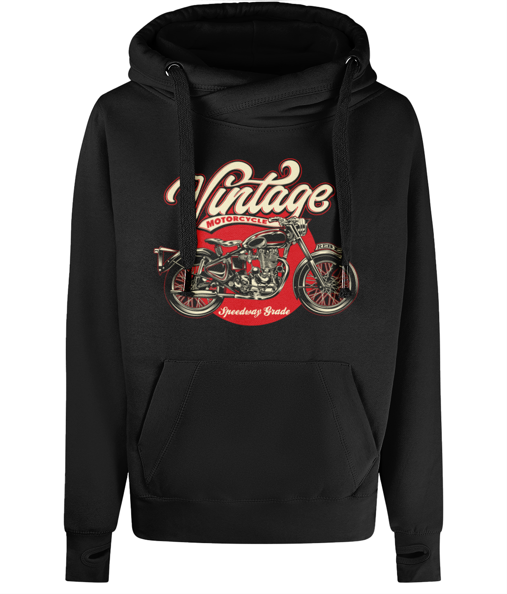 Vintage Motorcycle - AWDis Cross Neck Hoodie