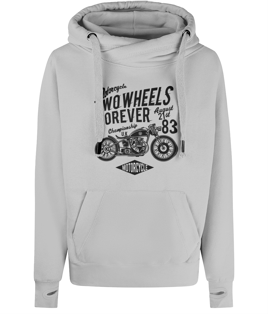 Sweat à capuche à col croisé Two Wheels Forever Black - AWDis