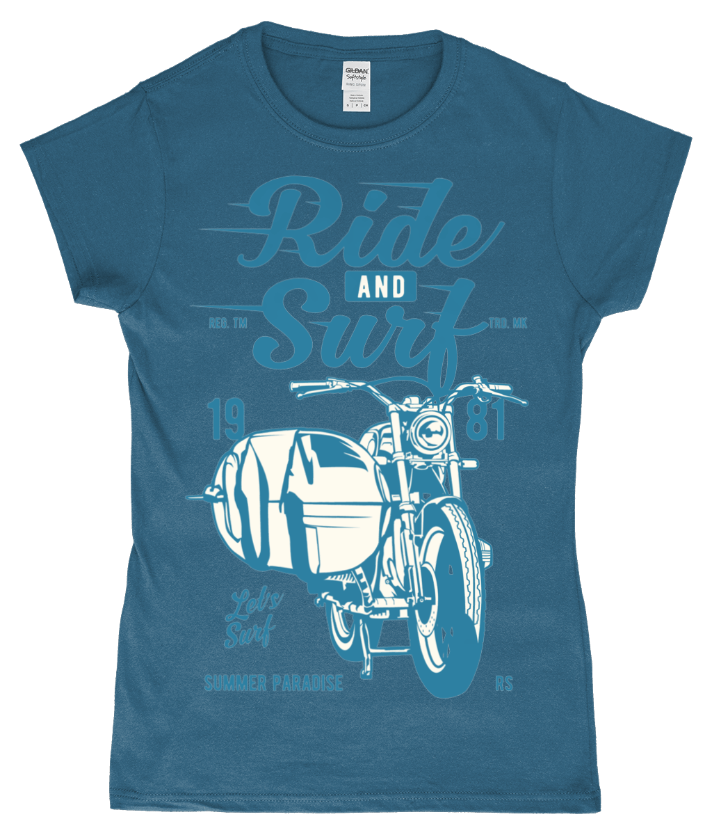 Ride And Surf – Gildan SoftStyle® Ladies Fitted Ringspun T-Shirt - Vitesse T-Shirts UK