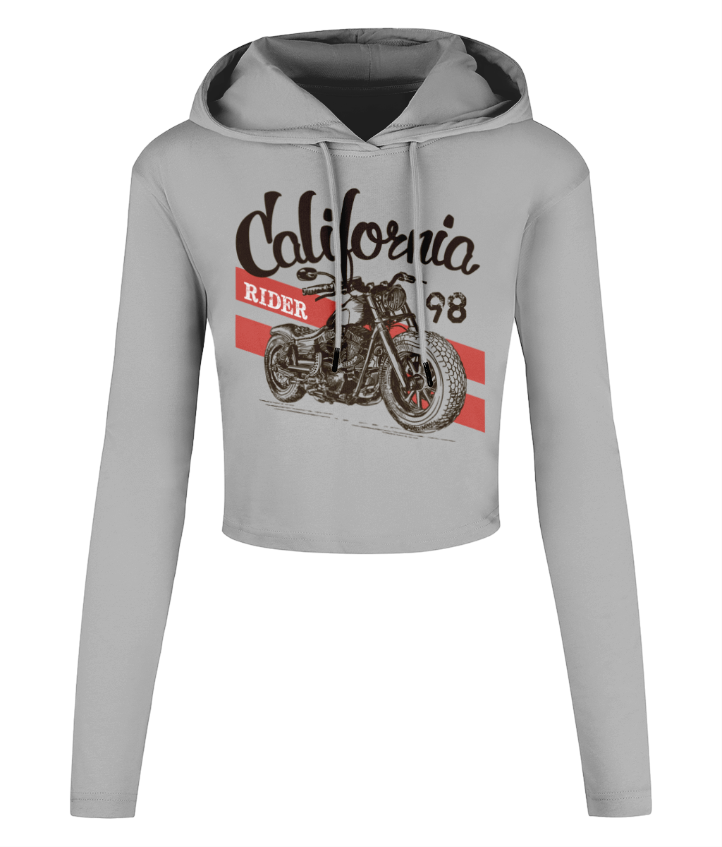 California Rider - Women's Cropped Hooded T-shirt