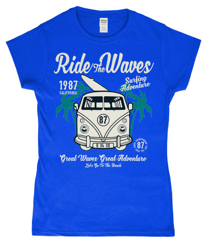 Ride The Waves – Gildan SoftStyle® Ladies Fitted Ringspun T-Shirt - Vitesse T-Shirts UK