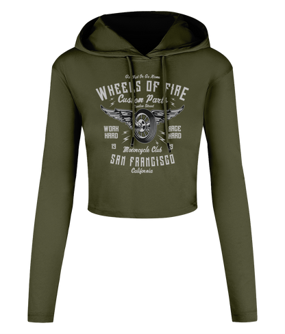 Wheels Of Fire - Kurzes T-Shirt mit Kapuze für Damen