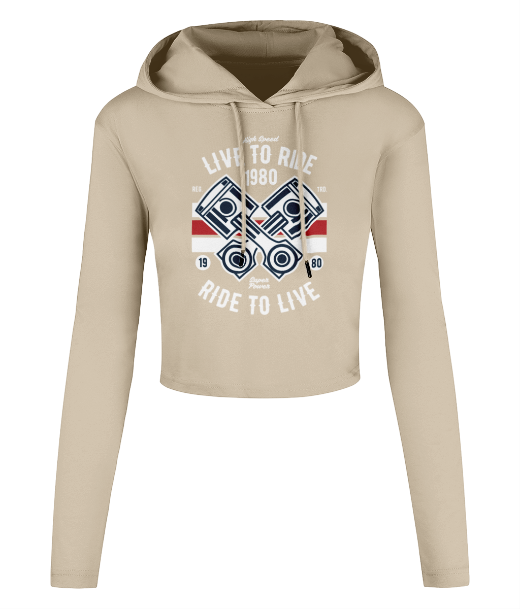 Live To Ride 1980 - Women's Cropped Hooded T-shirt