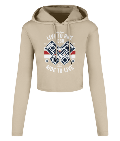 Live To Ride 1980 - Women's Cropped Hooded T-shirt