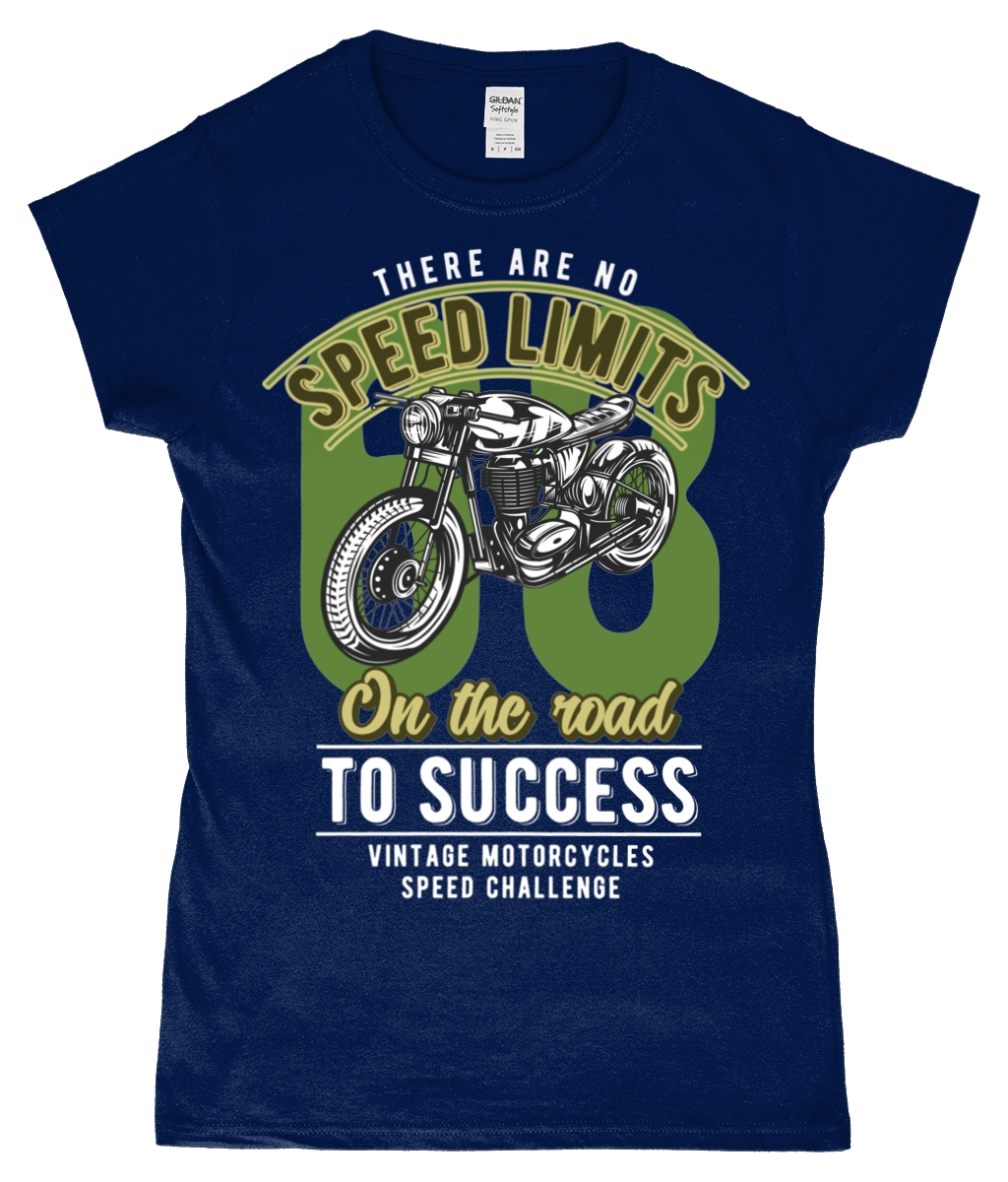 No Speed Limits - Gildan SoftStyle® Ladies Fitted Ringspun T-Shirt - Vitesse T-Shirts UK