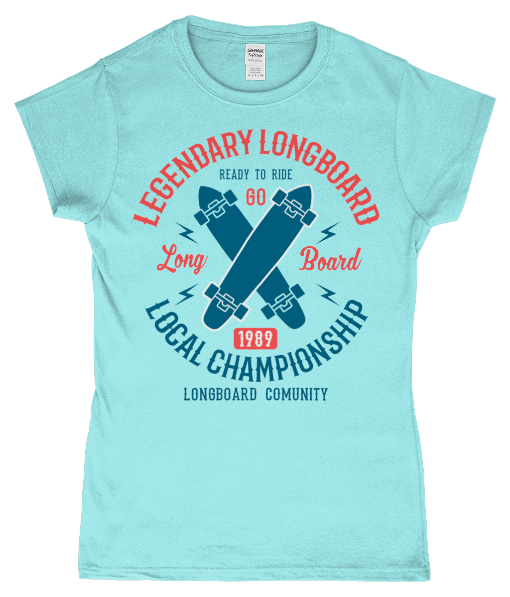 Legendary Longboard – Gildan SoftStyle® Ladies Fitted Ringspun T-Shirt - Vitesse T-Shirts UK