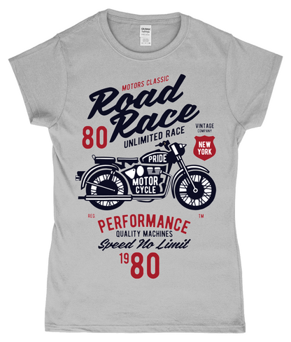 Road Race Motorcycle - SoftStyle Ladies Fitted Ringspun T-Shirt