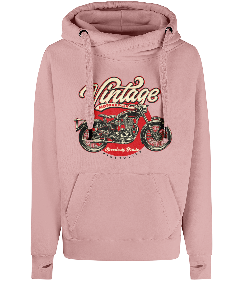 Vintage Motorrad - AWDis Cross Neck Hoodie