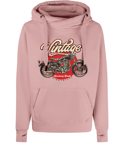 Vintage Motorrad - AWDis Cross Neck Hoodie