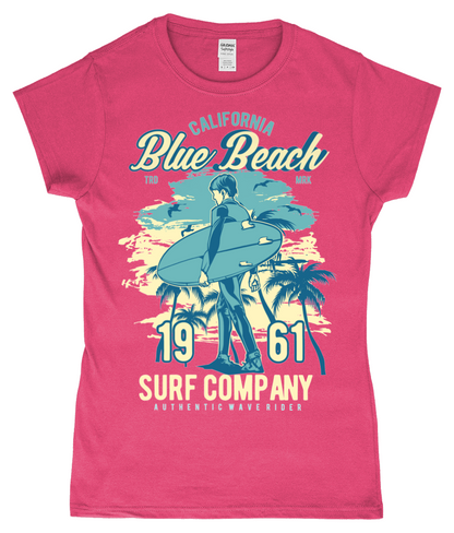 Blue Beach - Gildan SoftStyle® tailliertes ringgesponnenes T-Shirt für Damen