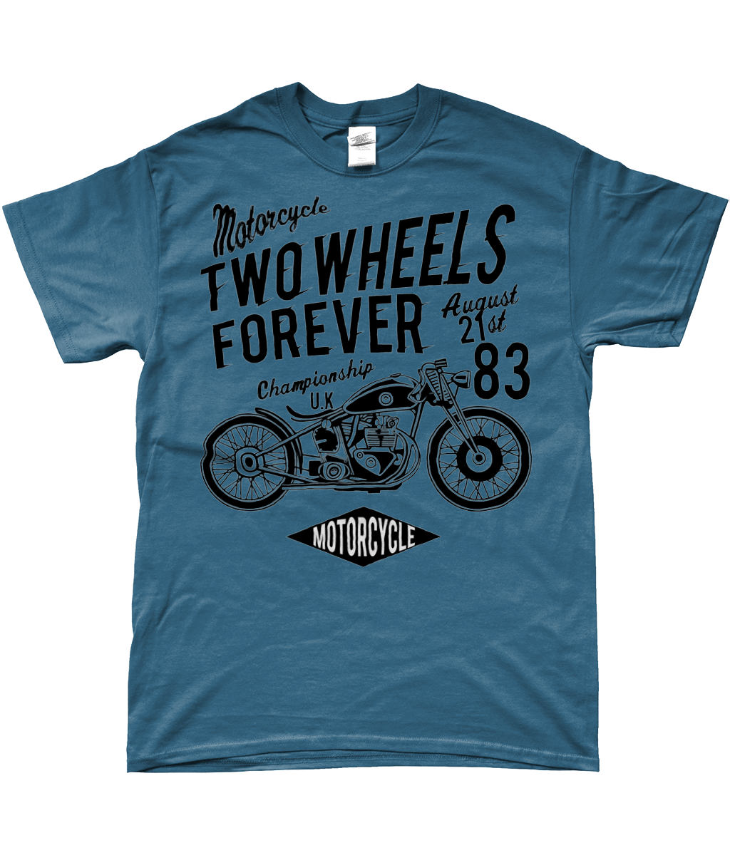 Two Wheels Forever Black - SoftStyle Ringspun T-Shirt