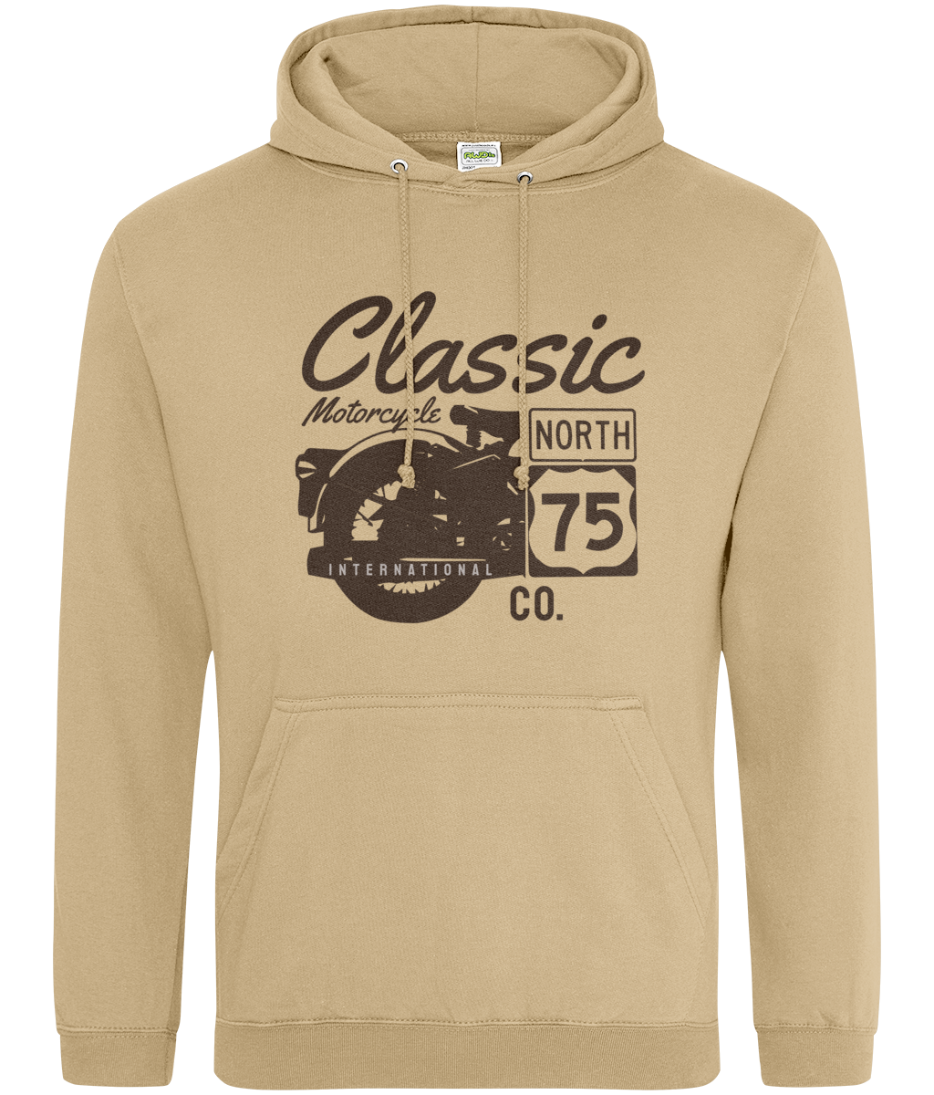 Classic Motorcycle 75 Black - AWDis College Hoodie