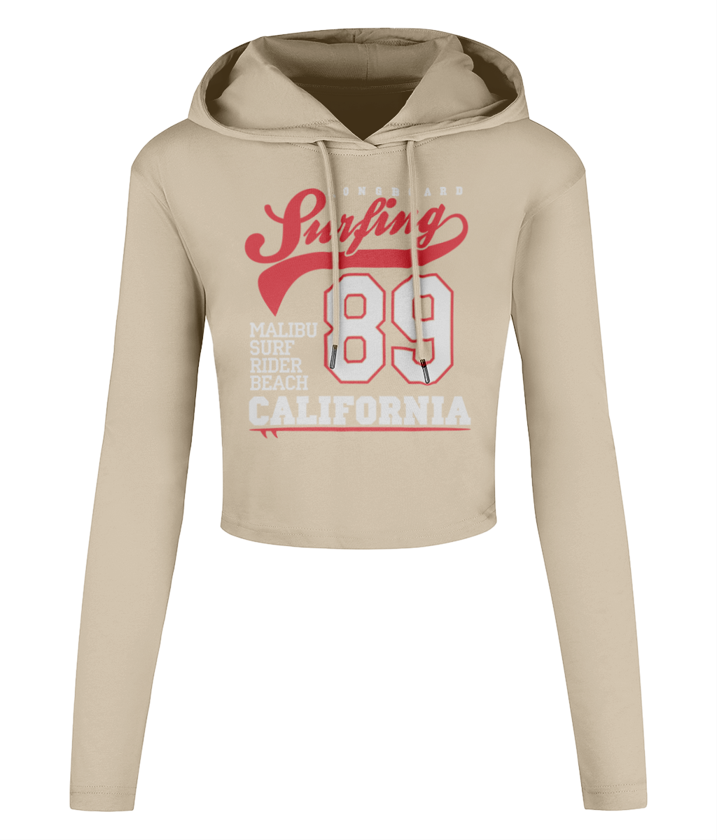 LongBoard - Women's Cropped Hooded T-shirt