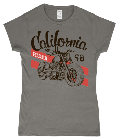 California Rider - Gildan SoftStyle® Ladies Fitted Ringspun T-Shirt - Vitesse T-Shirts UK