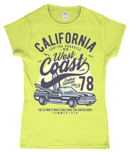 California West Coast – Gildan SoftStyle® Ladies Fitted Ringspun T-Shirt - Vitesse T-Shirts UK