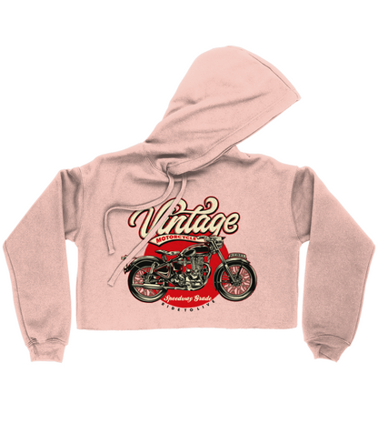 Vintage Motorcycle - Bella Ladies Cropped Hoodie