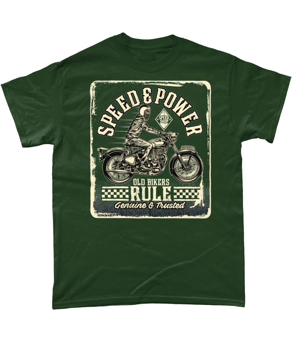 Old Bikers Rule - Heavy Cotton T-Shirt - Vitesse T-Shirts UK